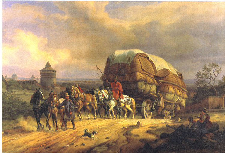 Иоганн Адам Кляйн- Гессенваген (гессенский фургон) с семеркой лошадей под Нюрнбергом, 1854