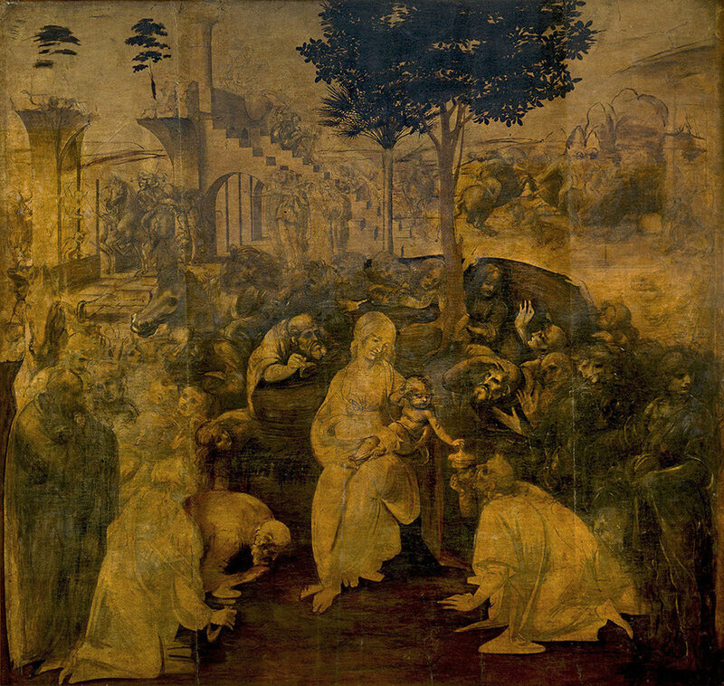 Леонардо да Винчи - Поклонение волхвов, 1481