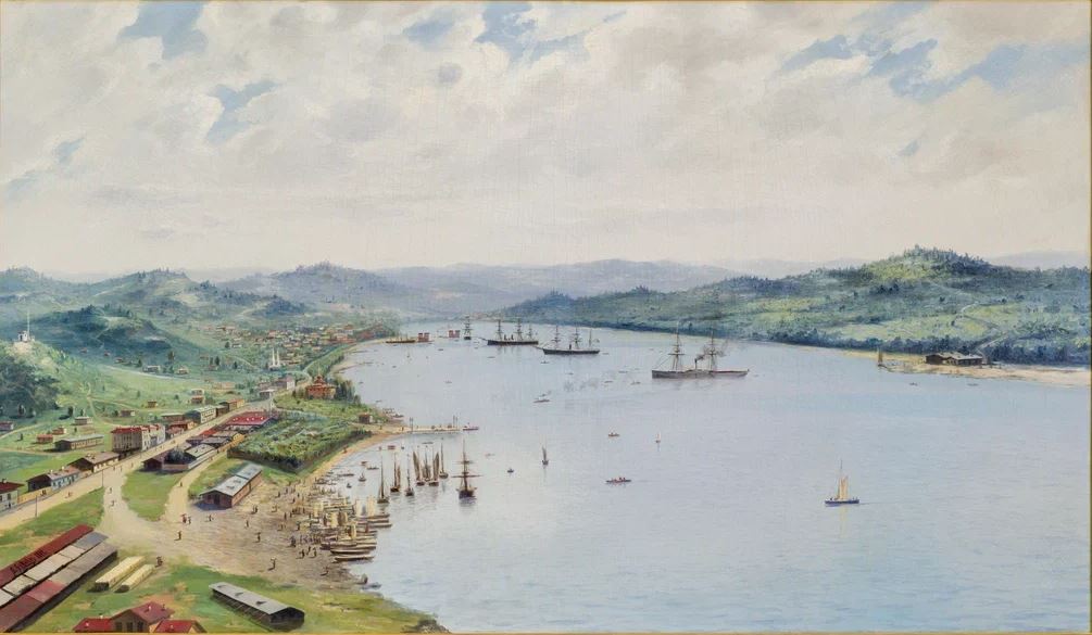 Блинов Л. Д. Вид бухты Золотой Рог, Владивосток. 1888 Блинов Л. Д. Вид бухты Золотой Рог, Владивосток. 1888