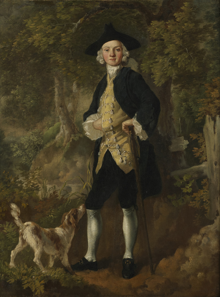 Томас Гейнсборо. Портрет джентельмена с собакой в лесу, ок. 1746