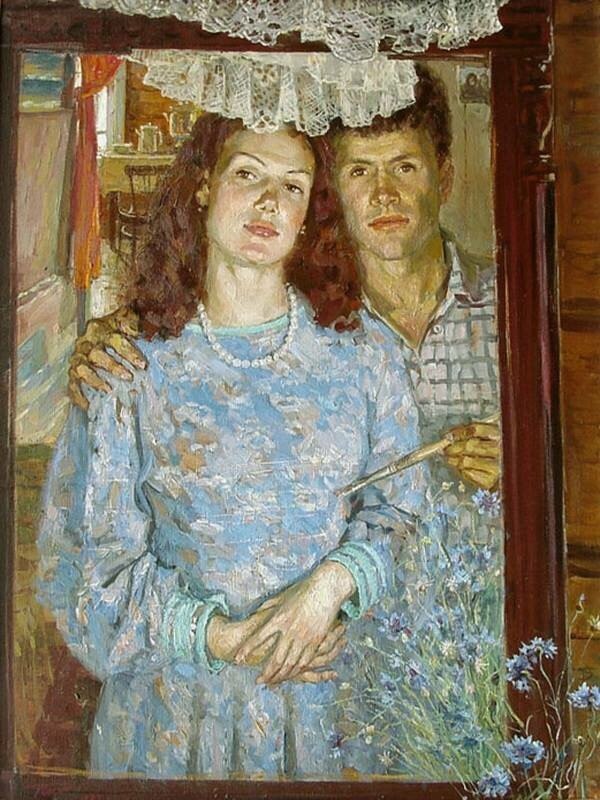 Григорий Чайников - Васильки цветут (автопортрет с женой). 1992