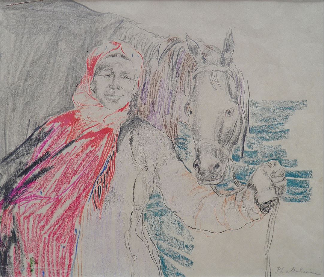 Ф.А. Малявин - Баба с лошадью, 1920-1930 гг