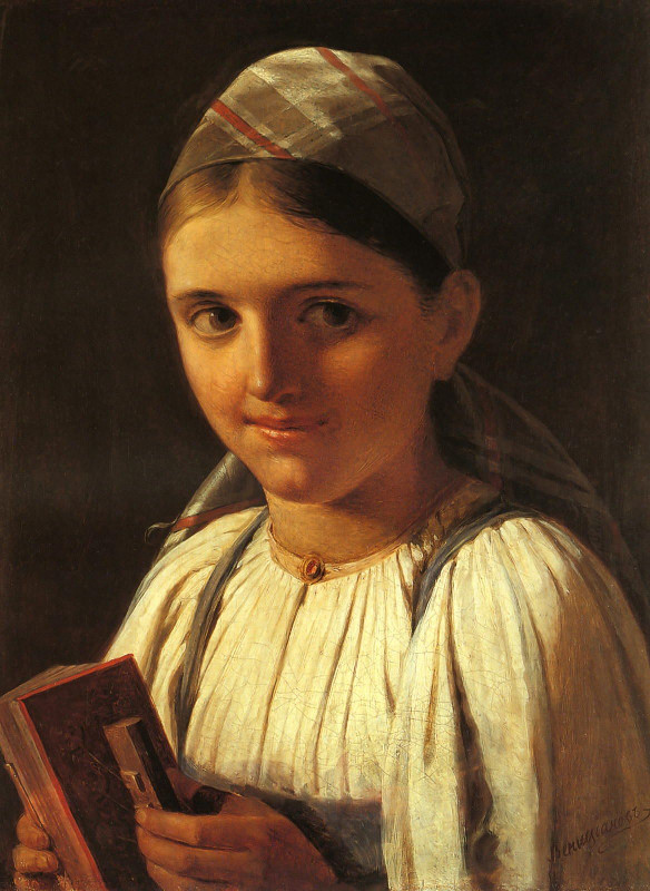 Алексей Венецианов "Девочка с гармоникой" 1840-е