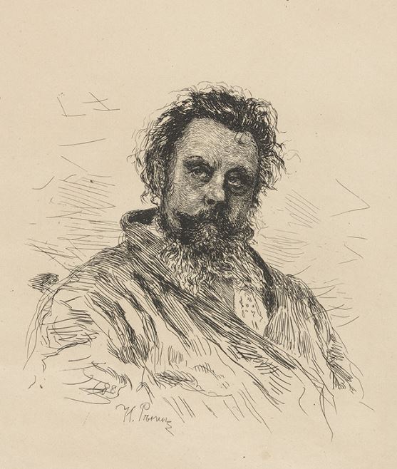 Репин И. Е. С собственного оригинала 1881 г. Портрет М. П. Мусоргского. 1885