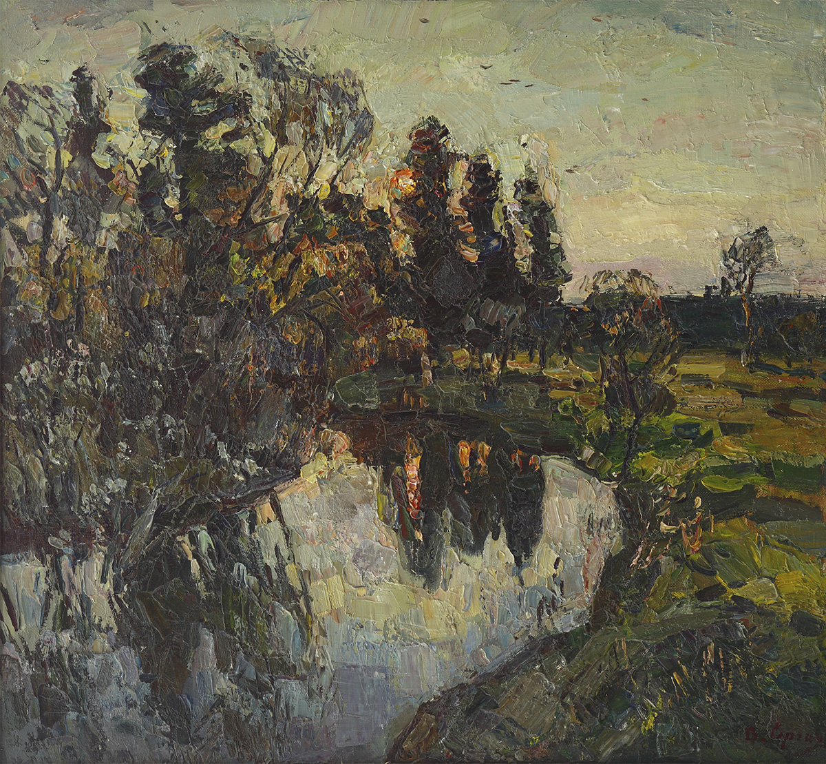 Валерьян Сергин - Вечер. Река Косьпа, 1993