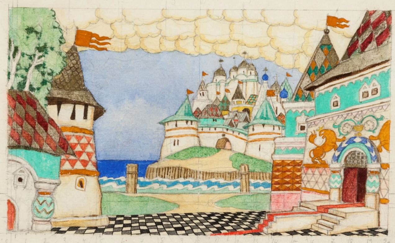 Билибин И.Я. - Эскиз декорации к опере «Сказка о царе Салтане», 1938