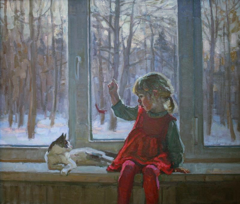 Эльвира Петрова - С кошечкой на окошке, 2015